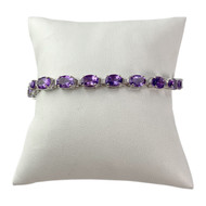 Tweedehands armband witgoud 750 amethist 18,5 cm