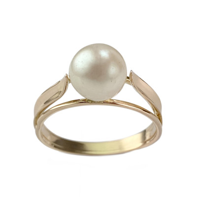 Bague d'occasion or 750 jaune perle de culture - vue 1