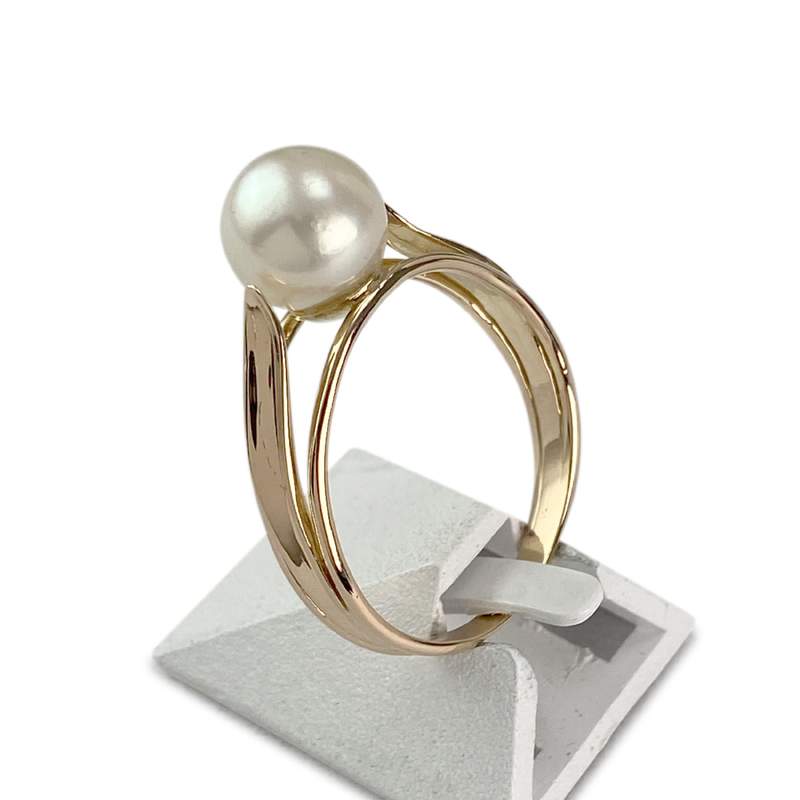 Bague d'occasion or 750 jaune perle de culture - vue 2