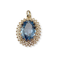 Pendentif d'occasion or 750 jaune spinelle synthétique bleu