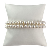 Bracelet d'occasion or 750 jaune double rang perles de culture du Japon 18 cm