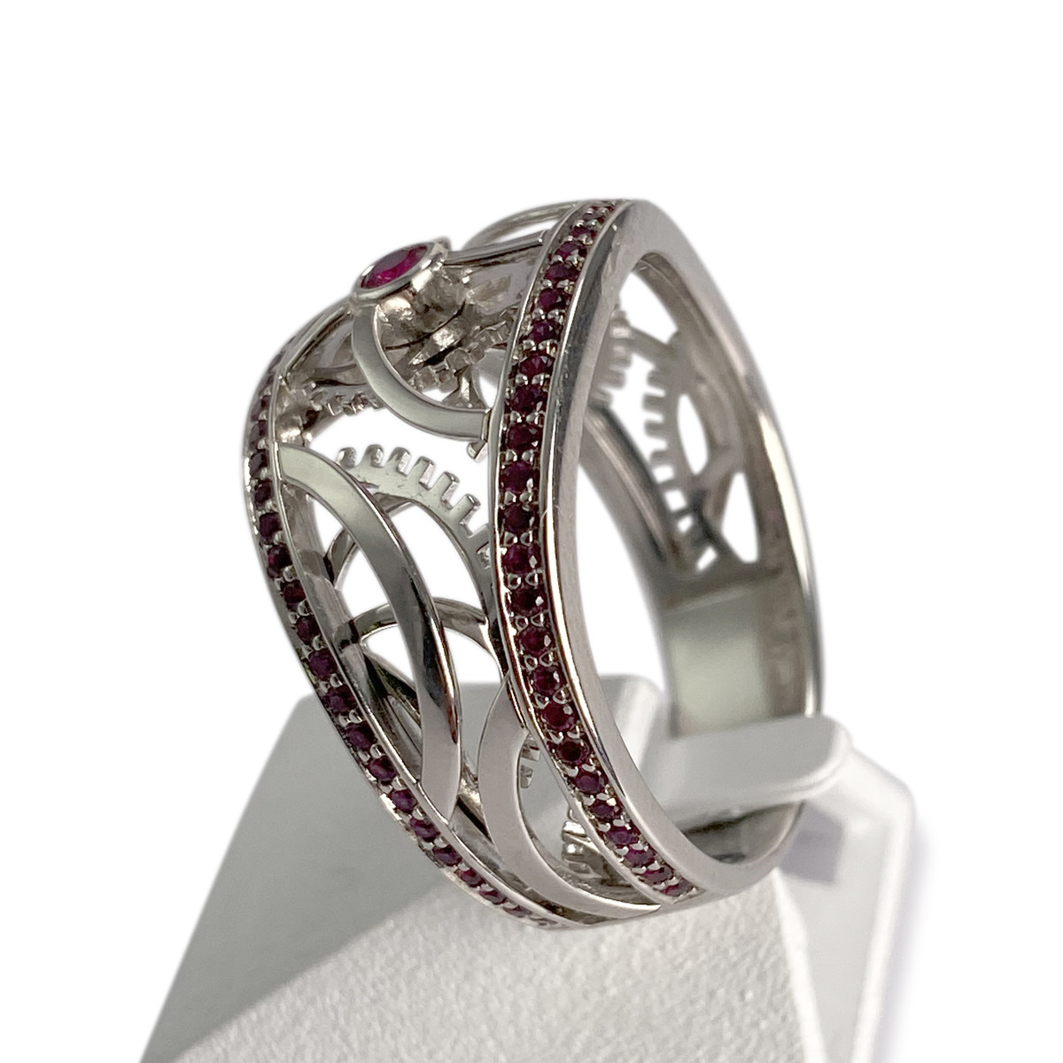 Bague Vesontio d'occasion or 750 blanc rubis - vue 2