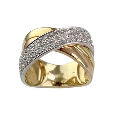 Bague En Or Blanc 18 Carats Avec 4 Lignes De Diamants Croisées - Occasion, Poinçon Tête D’aigle