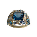 Bague d'occasion or 750 jaune topazes et diamants - vue 1