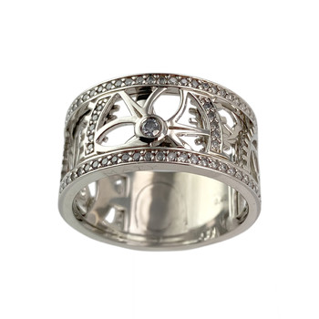 Second-hand Vesontio ring in 750 white gold with diamonds