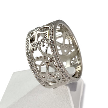 Second-hand Vesontio ring in 750 white gold with diamonds