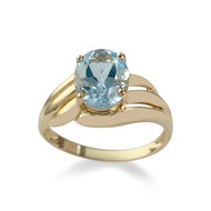 Second-hand gold ring 750 yellow topaz sky blue