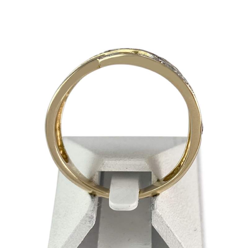 Bague d'occasion or 750 jaune avec diamants blancs et diamants noirs traités - vue 3