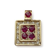 Pendentif d'occasion or 750 jaune diamants rubis