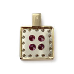 Pendentif d'occasion or 750 jaune diamants rubis - vue 2