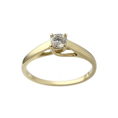 Solitaire d'occasion or 750 jaune diamant