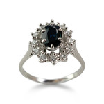 Bague d'occasion or 750 blanc saphir diamant - vue 1