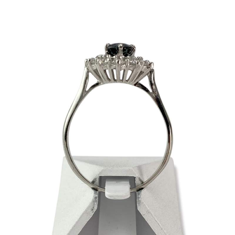 Bague d'occasion or 750 blanc saphir diamant - vue 3
