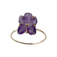 Bague d'occasion or 750 jaune fleur amethyste diamant