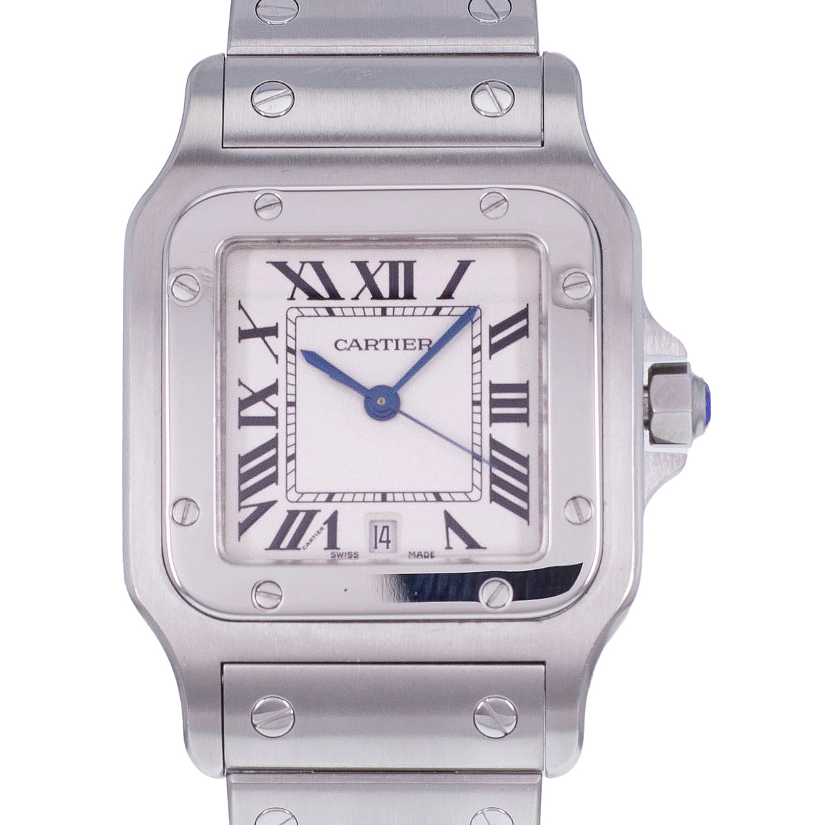 Montre d'occasion CARTIER Santos mixte quartz bracelet acier - vue D1