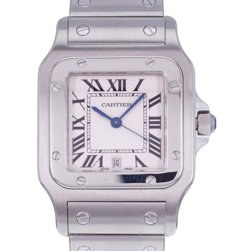 Montre d'occasion CARTIER Santos mixte quartz bracelet acier - vue D1