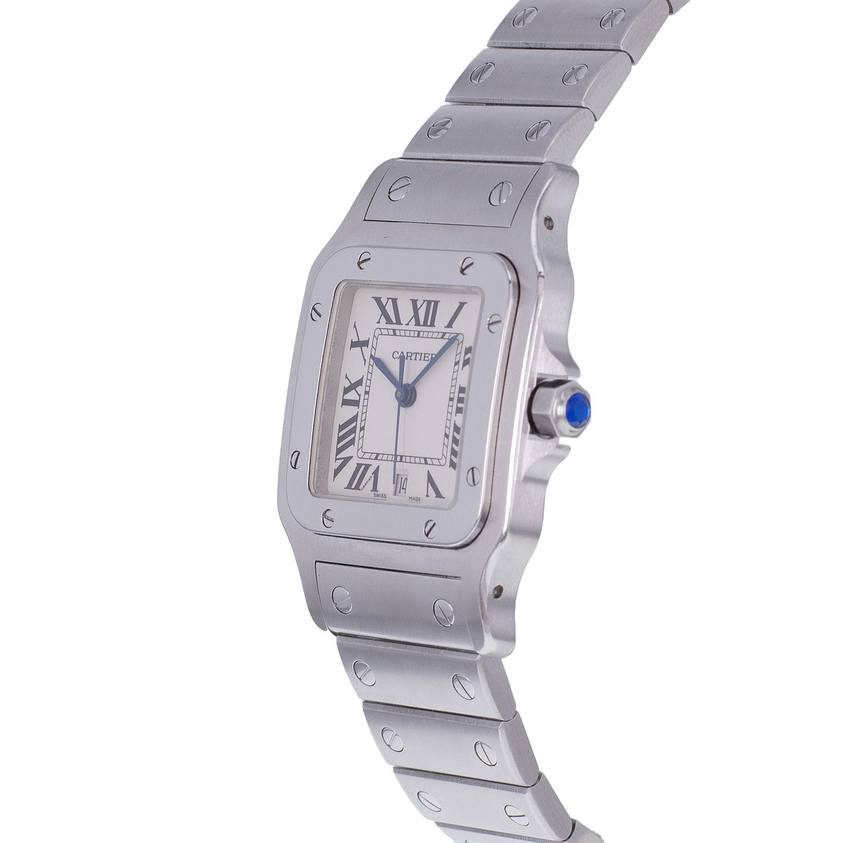 Montre d'occasion CARTIER Santos mixte quartz bracelet acier - vue D2