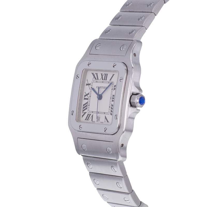 Montre d'occasion CARTIER Santos mixte quartz bracelet acier - vue D2