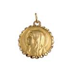 Médaille vierge d'occasion or 750 jaune - vue 1