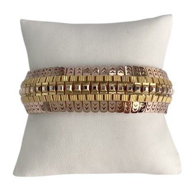 Bracelet souple d'occasion or 750 jaune maille fantaisie - vue 1