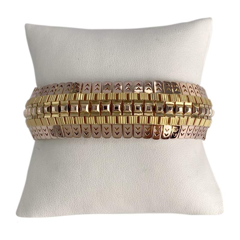 Bracelet souple d'occasion or 750 jaune maille fantaisie - vue 1