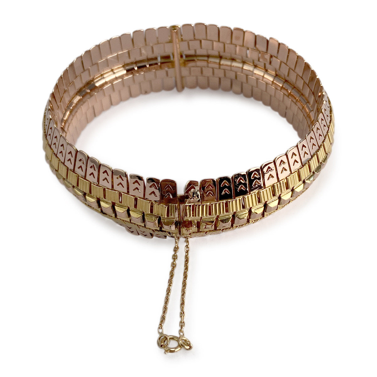 Bracelet souple d'occasion or 750 jaune maille fantaisie - vue 3