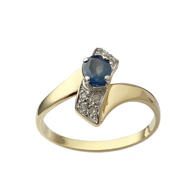 Bague d'occasion or 750 jaune saphir diamants