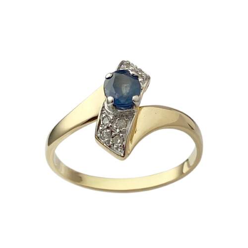 Bague d'occasion or 750 jaune saphir diamants