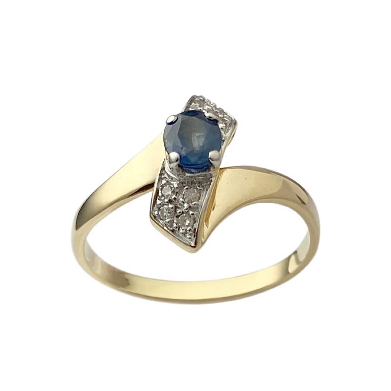 Bague d'occasion or 750 jaune saphir diamants - vue 1