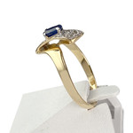 Bague d'occasion or 750 jaune saphir diamants - vue 2