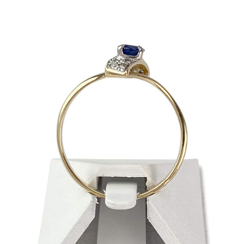 Bague d'occasion or 750 jaune saphir diamants - vue 3