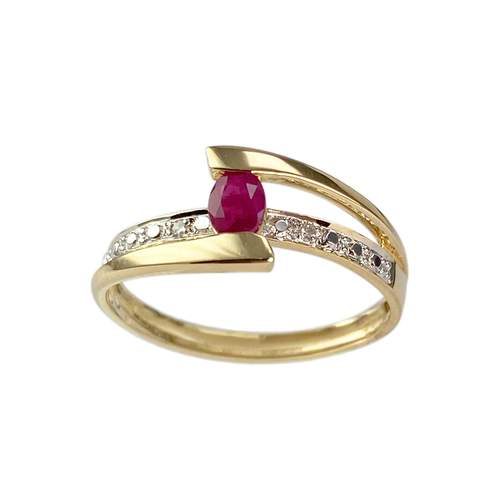 Bague d'occasion or 750 jaune diamant rubis