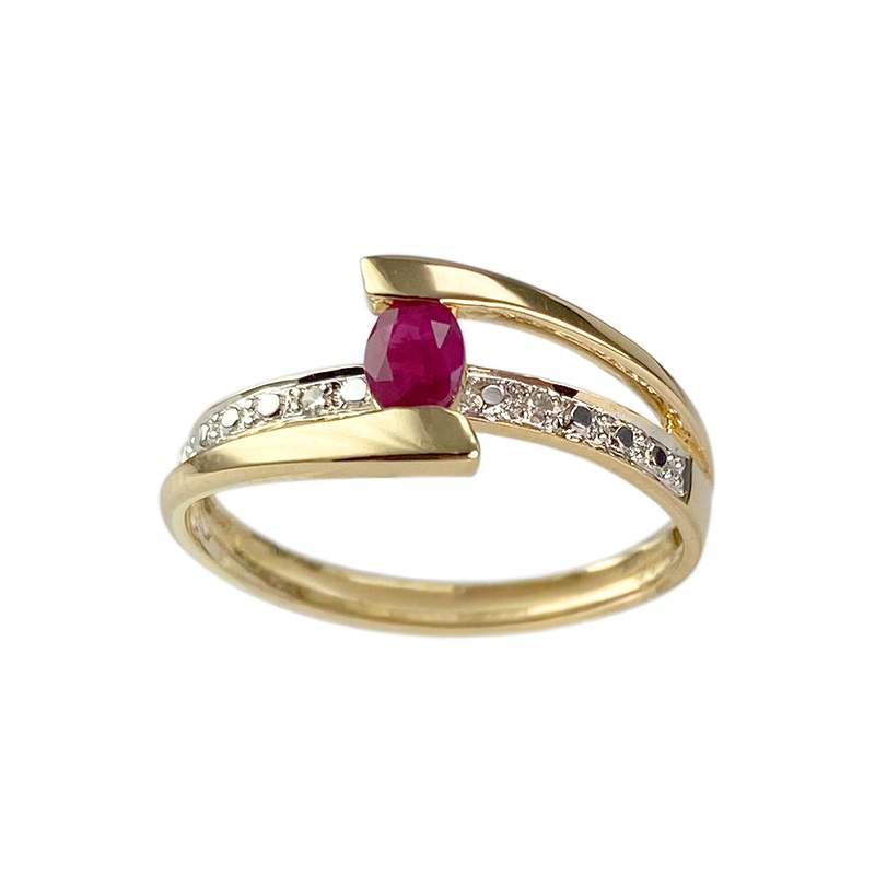 Bague d'occasion or 750 jaune diamant rubis - vue 1