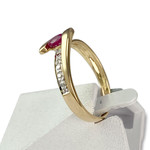 Bague d'occasion or 750 jaune diamant rubis - vue 2