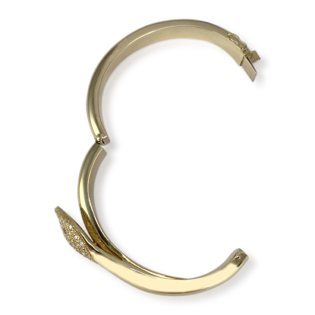 Bracelet rigide d'occasion or 750 jaune diamants rubis - vue 3