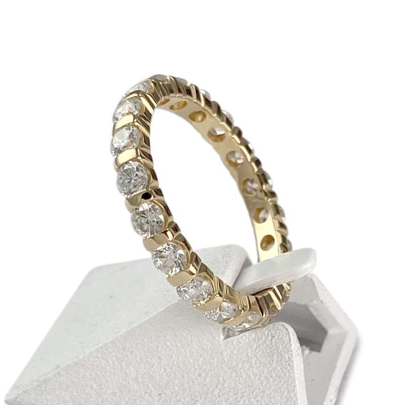 Bague d'occasion or 750 jaune tour complet diamants - vue 2