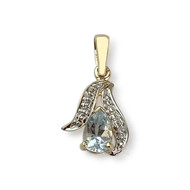 Pendentif d'occasion or 750 jaune aigue marine diamant