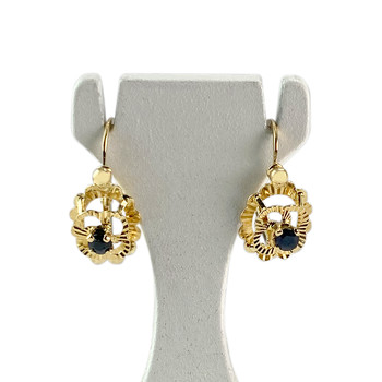 Boucles d'oreilles d'occasion or 750 jaune fleur saphirs