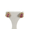 Boucles d'oreilles d'occasion or 750 jaune fleur rubis - vue V1