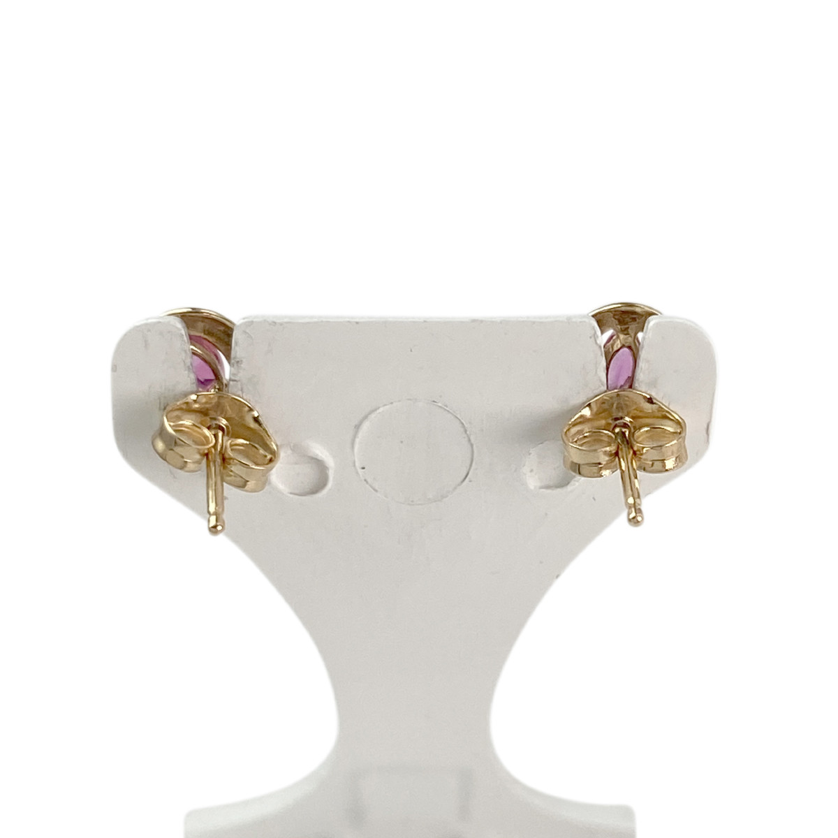 Boucles d'oreilles d'occasion or 750 jaune fleur rubis - vue 3