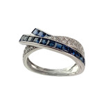 Bague d'occasion or 750 blanc diamants saphirs - vue 1