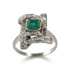 Bague d'occasion or 750 blanc émeraude diamants - vue V1