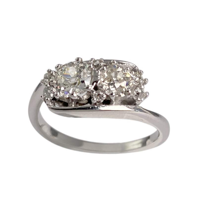 Bague d'occasion or 750 blanc diamants - vue 1
