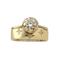 Duo bague d'occasion or 750 jaune diamants