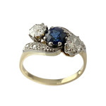 Bague d'occasion 750 2 ors diamants saphir - vue 1