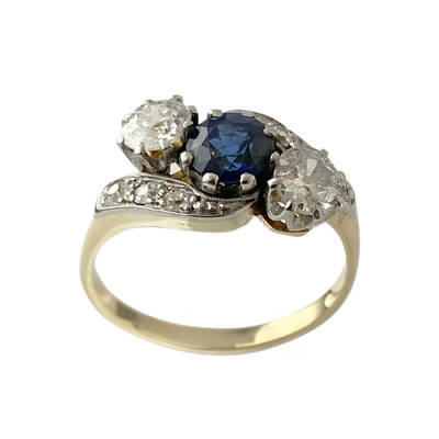 Bague d'occasion 750 2 ors diamants saphir - vue 1