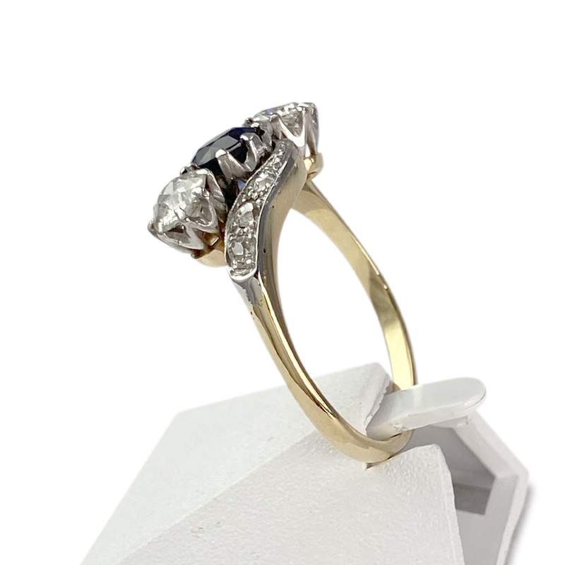 Bague d'occasion 750 2 ors diamants saphir - vue 2