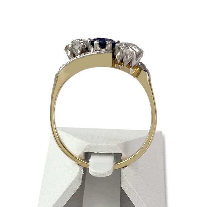 Bague d'occasion 750 2 ors diamants saphir - vue 3