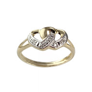 Bague d'occasion or 750 jaune coeur diamants