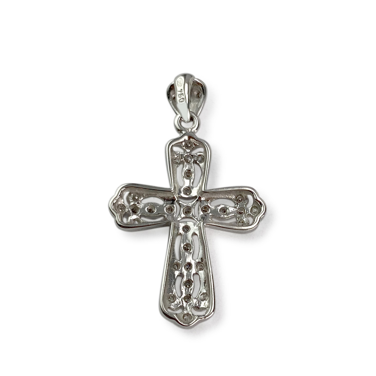 Croix d'occasion or 750 blanc diamant - vue 2